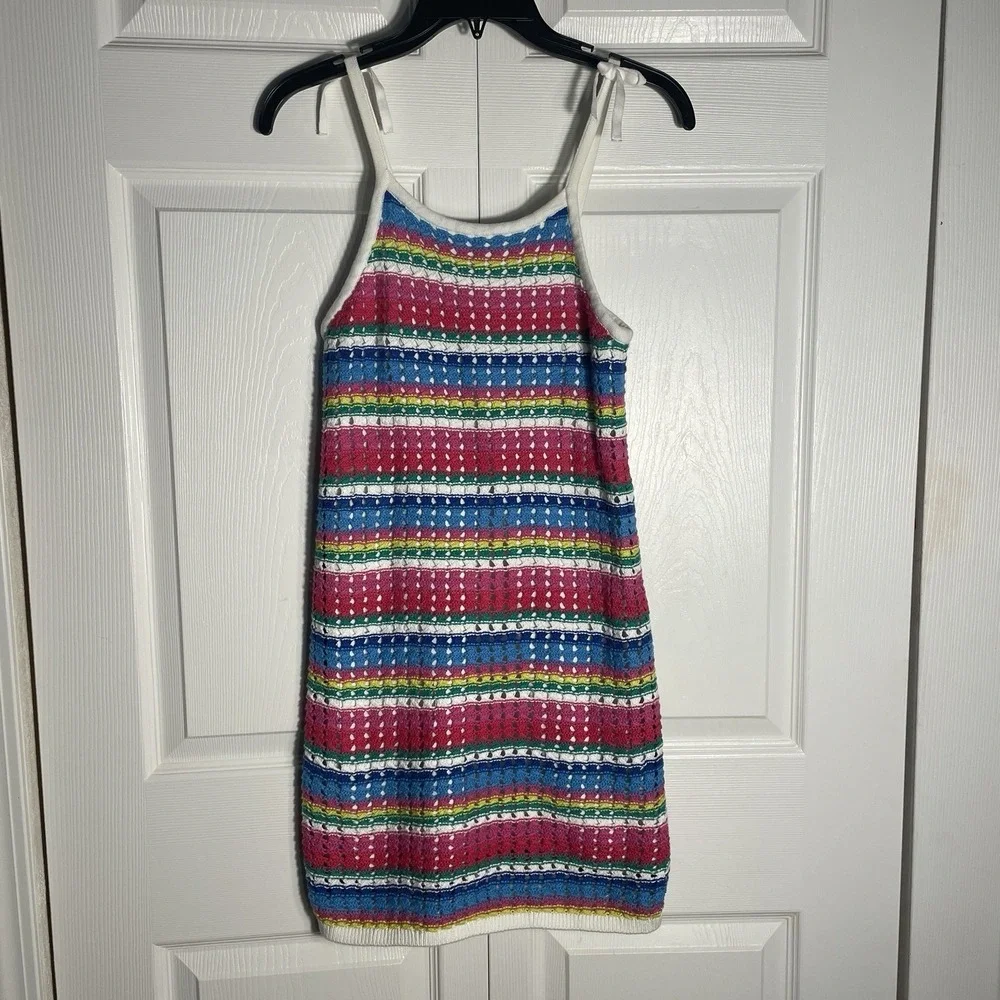 Gap‎ Kids Rainbow Striped Crochet Dress Girls XL 12-13 Years  Multicolor Knit